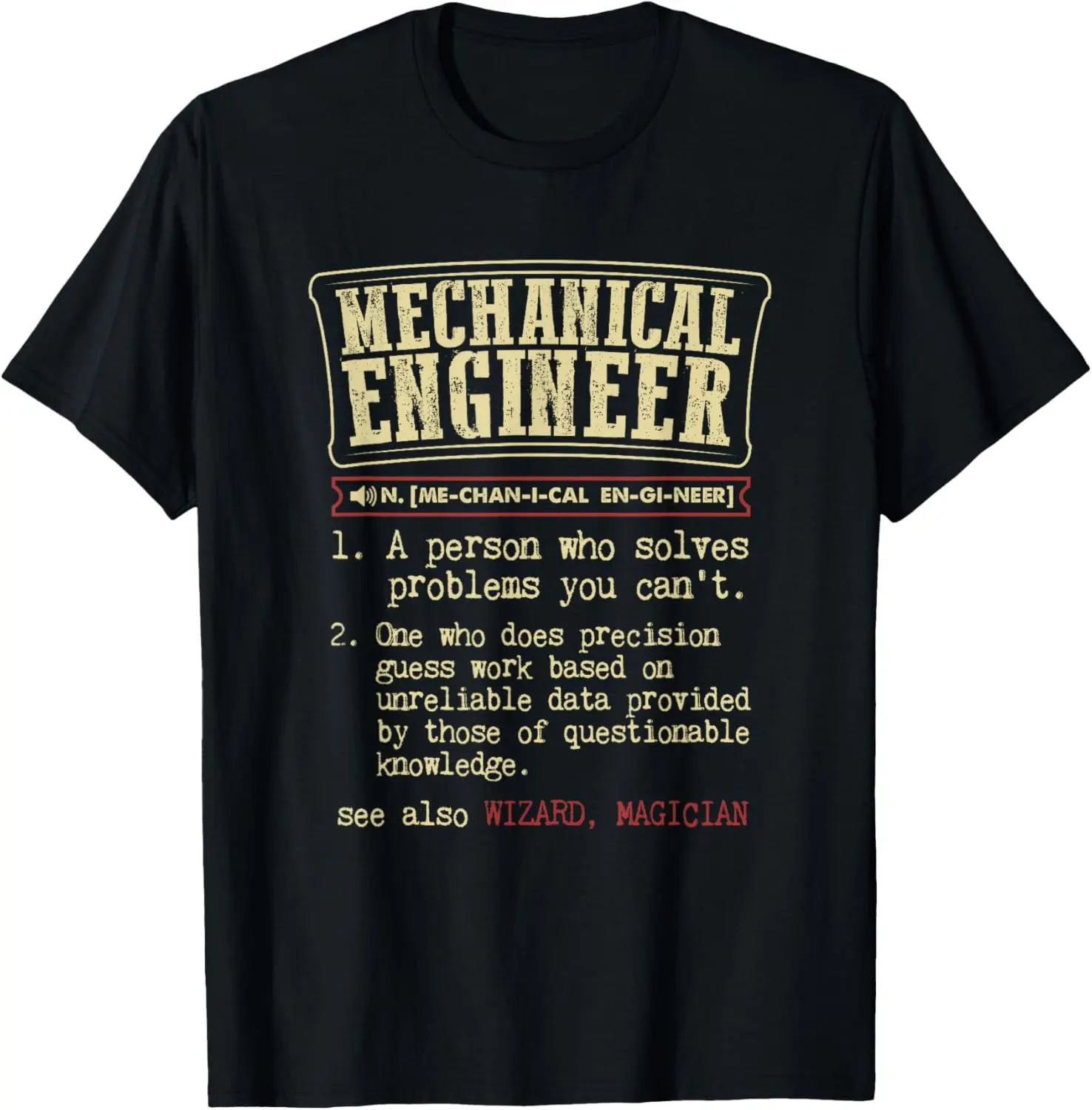 Mechanical Engineer Funny Dictionary Definition Summer Casual Short Sleeve Cotton T-Shirt