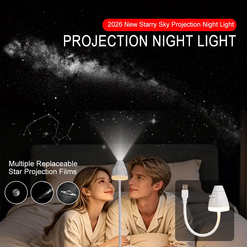 2-in-1 Galaxy Projector Night Light with 3 Projection Films, USB Star Projector for Bedroom Room Decor