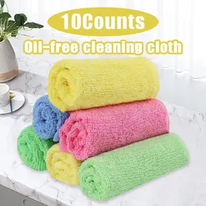 10 Counts Soft Absorbent Microfiber Cloth，Lint-Free Streak-Free Cleaning Cloths，Reusable and Washable Kitchen Rags，Bamboo Pulp Fiber Cleaning Towels