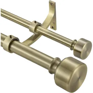 Double Curtain Rods 72-144 Inches Adjustable Heavy Duty Double Window Rod with Modern End Cap