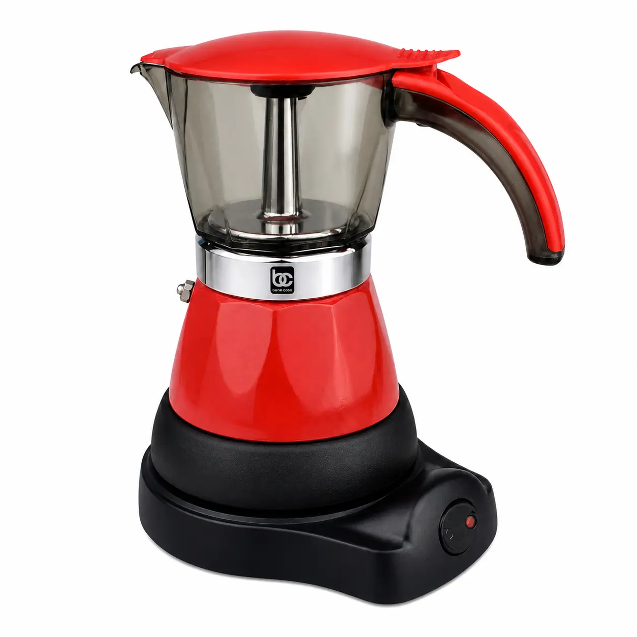 Bene Casa BC-95511 Portable Electric Espresso Coffee Making Machine Color Red - Compact Design, Stylish, Convenient, 360° Swivel Base for Easy Kitchen Use