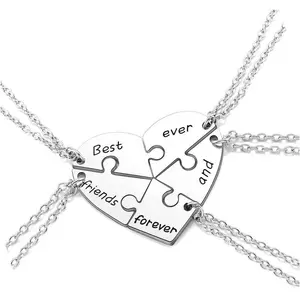 Best Friend Necklace For 2 3 4 5,Friendship Jewelry For Women Gift,Matching Heart Best Friends Forever Pendant Necklaces Set Birthday for Friendship BBF