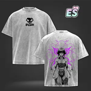 Soifon Bleach Anime Double Printed Vintage Washed Tee | Unisex Oversize Heavyweight Cotton Manga Graphic Streetwear Soft Tops Natural Shade T-shirt | Anime Gift