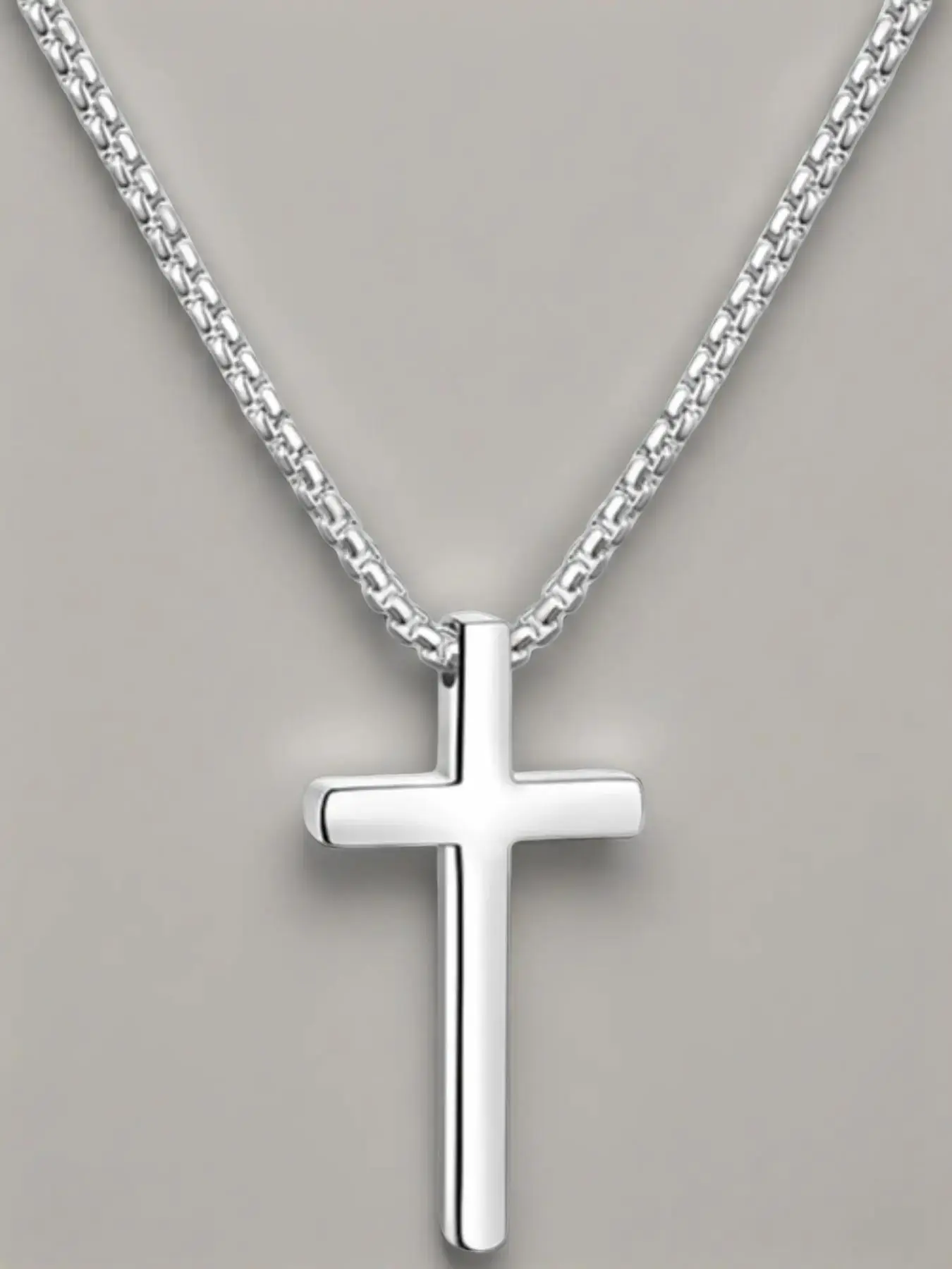 Unisex Stainless Steel Cross Pendant Necklace, Cross Design, Unique Chain Print Detail, Fashionable Daily Commute Jewelry, Easter Boy Accessory, No Choking Hazard, All Seasons, Dainty Cross Necklace, Stainless Steel Necklaces