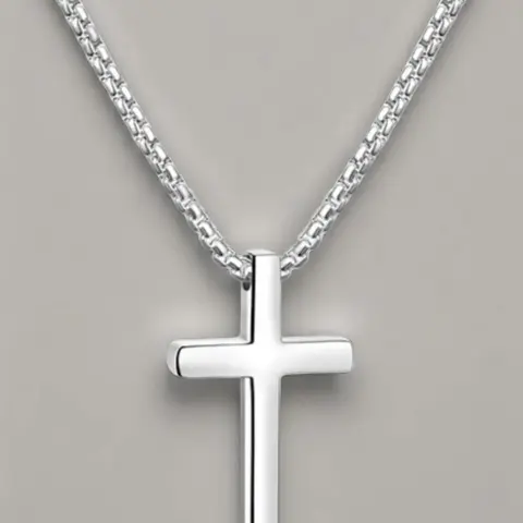 Unisex Stainless Steel Cross Pendant Necklace, Cross Design, Unique Chain Print Detail, Fashionable Daily Commute Jewelry, Easter Boy Accessory, No Choking Hazard, All Seasons, Dainty Cross Necklace, Stainless Steel Necklaces
