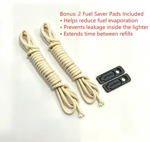 2 Pack 1M Lighter Wick Replacement Kit – Universal Cotton Wick with Threading Needle + 2 Fuel Saver Pads for Refillable Lighters