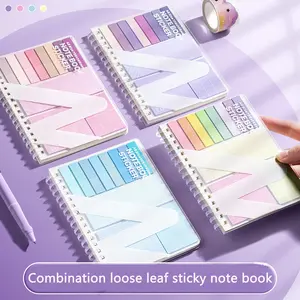 Multifunctional Sticky Note Pad Set, Office Supplies, High-Quality Candy Color Lined Paper, Student Notebook with Adhesive Index Tabs & Labels, Adhesive Stickers, Reusable Labels