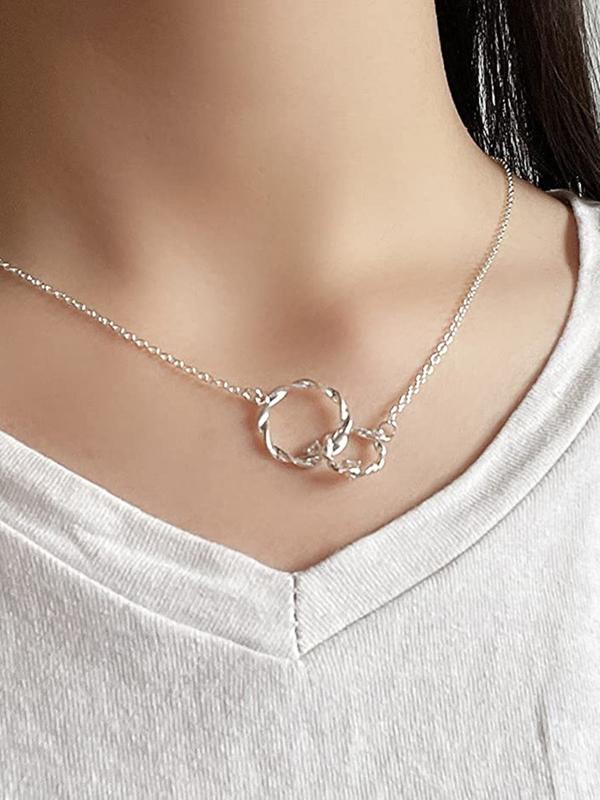 Double Ring Pendant Necklace with Gift Box and Card,Big Sister & Little Sister Necklace Gift, Birthday Christmas Gifts, Friendship Jewelry