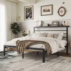 MUTICOR Bed Frame with Shelf Headboard, Heavy-Duty Metal Platform Bed Frame【Frame Only No Mattress】No Box Spring Needed #TikTokShopBlackFriday #ChristmasGifts