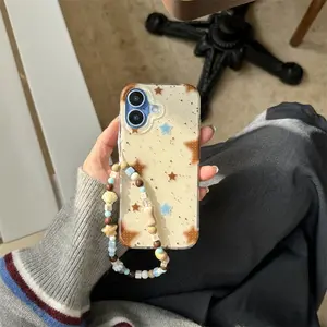 Atmosphere Brown Blue Wave Dot Pentagram Star | Same style bracelet accessories | Best friend gift | Protective Phone case Cover 11 12 13 14 15 16 17 Pro Max