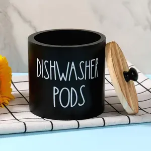 Multifunctional Kitchen Bathroom Storage Container, Laundry Tablets & Detergent Holder, Wooden Round Dishwasher Bead Box, Home Organizer, Durable Storage Organizer