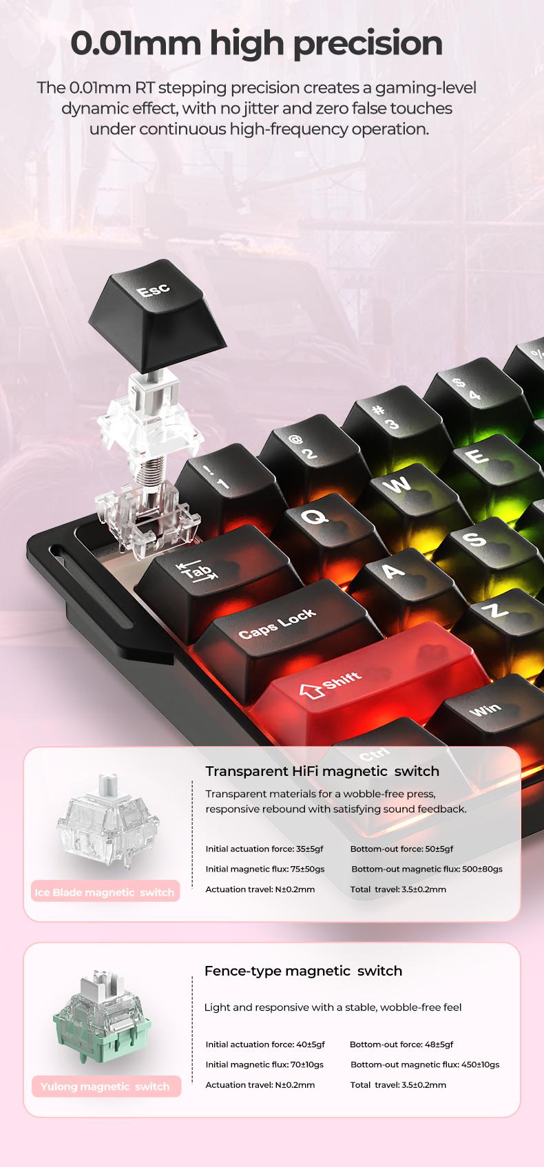 DAREU COOL60 | Wired 8K Magnetic Gaming Keyboard 0.01mmRT Accuracy