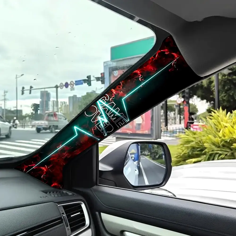 Jdm Car Interior A-Pillar Modification Kit, Universal Style Upgrade, Heartbeat Pattern Self-Adhesive Elastic Sticker Set, Automobile Decals, Adhesive Decals, Automotive Decoration, Car Accessory