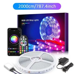 Nexillumi Smart Music Rhythm LED Strip Lights 2000cm RGB Color Changing App & Remote Dual Control Flexible Lighting for Home Decoration Festival Gift