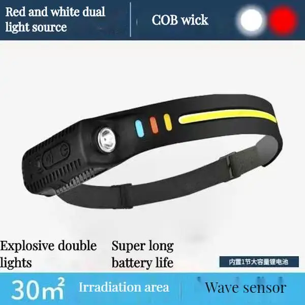 Outdoor camping headlamp rechargeable headlamp high lumen flashlight gesture sensing ultra light night running lamp