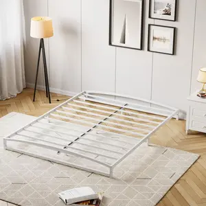 Garvee Low Bed Frame Full Size, 6 Inch Heavy Duty Metal Platform Full Bed Frame with Arch Design, Easy Assembly, Strong Bearing Capacity, Under Bed Storage, No Box Spring Needed - White