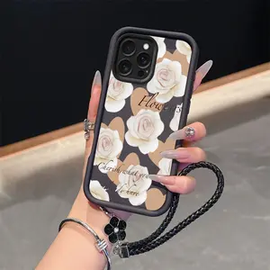 White Rose Print suit lanyard Art phone case Suitable for VIVO series, Case is Suitable For VIVO Y93/Y78PLUS5G/Y785G/Y755G/Y555G/v40pro/V40Lite5G/V405G/S19Pro.S17PRO wait model with TPU material, Fashionable and durable design