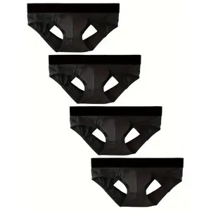 Men's Sexy Jockstrap, Breathable Athletic Supporter Underwear, Workout Jock Strap for Male, 4-Pack Black, Ideal for Gym, Biking, and All-Day Comfort
