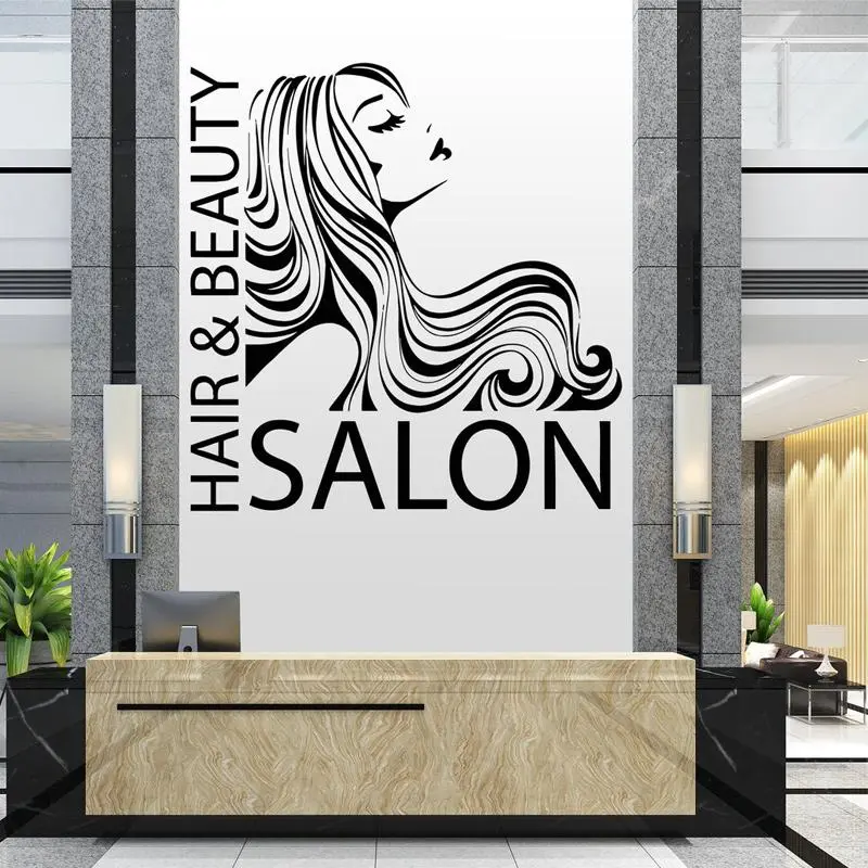 Hair&Beauty Salon Hairstylists Hairdresser Wall Decal Vinyl Hair Salon Wall Sticker Art Decoration Poster Removable Murals BS06