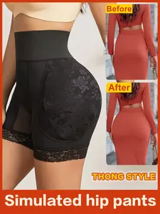 Women's High Waist Elastic Butt Lift Solid Shaper Shorts, Peach Buttocks Silicone Pads, Slimming Comfort Control Underwear for Curvy Figure Shapewear