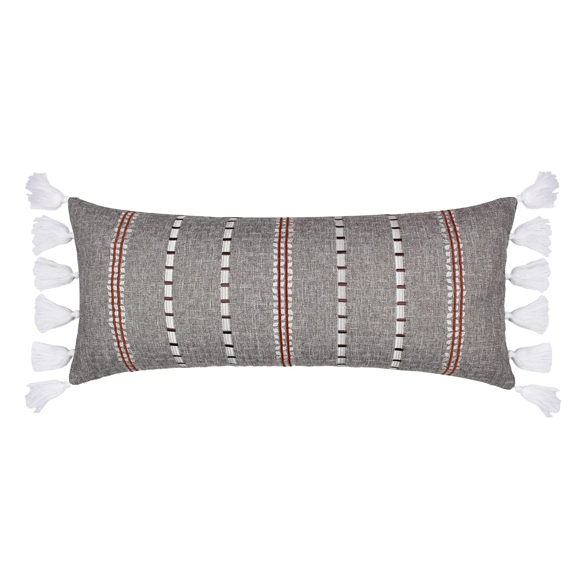 Black Pieced Applique Tassel Pillow
