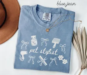 Pet Stylist Comfort Colors Shirt • Coquette Bow Dog Groomer Work Tshirt • Pet Groomer Gifts • Dog Stylist Tees • Animal Stylist Crewneck