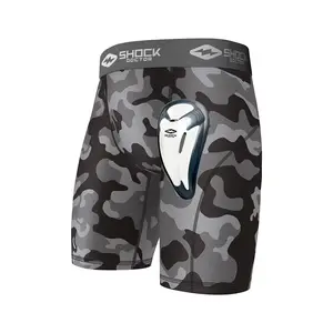 Shock Doctor Black Camo Core Compression Short with Bio-Flex Cup for Sports Performance