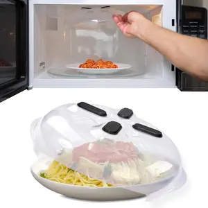 Magnetic Splatter Cover, 12-Inch Clear BPA-Free Food Lid, Vented Plate Guard with Steam Vents, Anti-Splash Microwave Lid, Dishwasher Safe, Space-Saving Magnetic Storage - Ivory White
