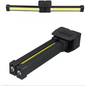 YETHKE Gym Lamp, Portable Gym Lighting for Posing, Magnetic Work Light Rechargeable, Gift for Men/Women, 180° Rotate Foldable with Hang Hook Camping Lamp, USB Power Bank LED Handheld Flashlight-Black
