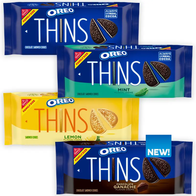 OREO Thins Cookie Variety Pack | Assorted Original, Chocolate Ganache, Lemon, & Mint