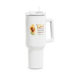 40oz Faith Tumbler — "If God be for us…" Scripture Insulated Travel Mug