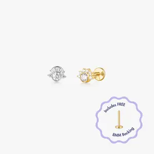 Halo Cluster Titanium Flat Back Stud (Single)
