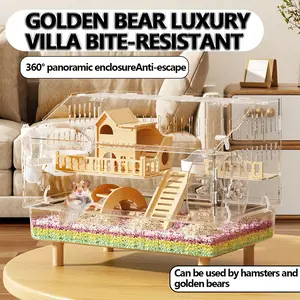 8 in 1 Acrylic Hamster Cage with All Accessories,2-Layer Hamster House with Full Transparent Viewing,Top Open Mouse Cage for Pet Mice,Hamster Habitat for Dwarf Hamster,Gerbils;18.5"x11.8"x14.6"