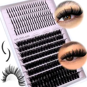Lash Clusters with Spikes 80D100D Eyelash Clusters Volume Cluster Eyelash Extensions Mega Style D curl style Lash Extension DIY Individual Lashes Strip Mink Synthetic fibre Spiky Thick Cluster Lashes