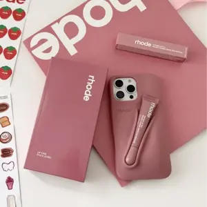 [Fullbox] INS Rhode Ribbon iPhone Lipstick Silicone phonecase 17 Pro Max 17 Pro 16 15 Case + Lipgloss & Gift, For Her, Wife, Bestie Christmas