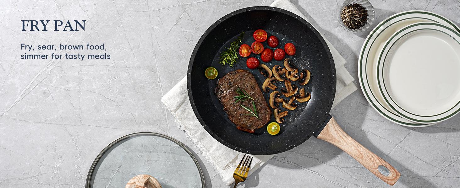 SODAY 12 Pcs Pots and Pans Set Non Stick, Kitchen Cookware Sets White Granite Nonstick Cooking Set with Frying Pans, Saucepans,Nonstick Pots with Glass Lid (NO PFOS, PFOA),Kitchenware,stock up on specials, DealsForYouDays,Father's Day Gift