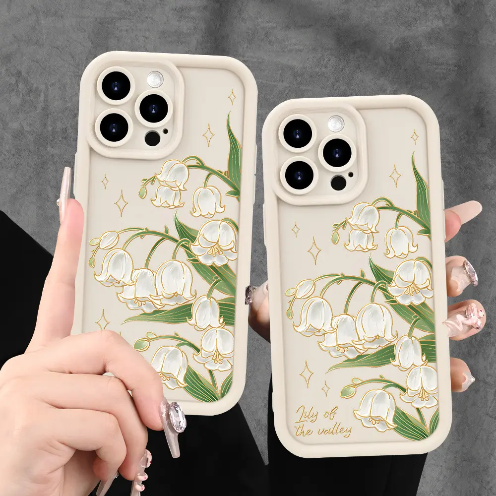 Lily of the Valley Pattern TPU Cellphone Cover, Anti-Fall Shockproof Phone Aesthetic Protection Case, Birthday Gift for Adults, Multi-Model Fit for iPhone 17,16,15,14,13,12,11,XS,XR,X,Plus,Pro Max,SE