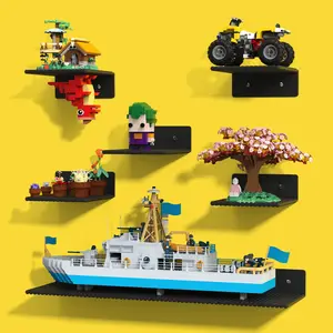 BlissBox Black Wall-Mounted Bricks Display Shelf, 5 x 5.5 Inches, Double-Sided Design with 16 x 17 Bumps on Each Side – Perfect for Toy Blocks Storage, Display, or Room Decor, Durable ABS Material