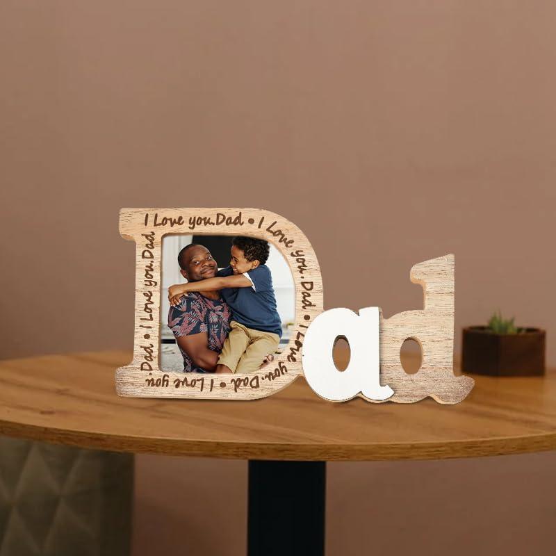 I Love You Dad Picture Frame Gifts for Dad Christmas Birthday Gifts from Daughter Son Daddy Gifts for Father Wood Dad Photo Frame 3.5×3.5 for Home Decor Tabletop Frames