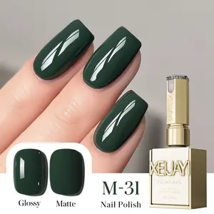 1PC 15ML M-31 Dark Green Gel Nail Polish 15ML High Saturation, Long-Lasting UV/LED Soak-Off for DIY Salon Manicures, Alcohol-Free, Glossy Finish Cutics Cosmetic