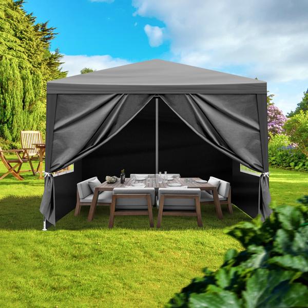 Black 10'x10' Waterproof Canopy Gazebo, Heavy Duty Outdoor Patio Party Tent for Wedding, BBQ, Catering & Backyard Events Black 10'x10' Waterproof Canopy Gazebo, Heavy Duty Outdoor Patio Party Tent for Wedding, BBQ, Catering & Backyard Events