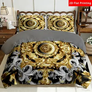 2/3 Pcs 2D Flat Baroque Style Milk Velvet Duvet Cover Set Baroque Pattern Bedding Set Quilt Cover 1 Duvet Cover + 1/2 Pillowcases Baroque Design Top Sheet Decorative Bedding Bedroom DecorThe Preferred Pick for Bedding