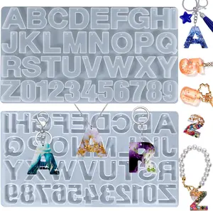 Alphabet Molds, Large Reversed Letter Number Alphabet Silicone Molds with Hole for Epoxy Resin Casting Keychain Jewelry Pendant Gift Making