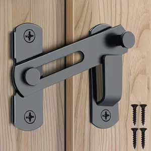 Commercial Grade Stainless Steel Sliding Barn Door Lock, 180 Degree Flip, No Charging Required, Durable, Suitable for Pet Rooms, Garages, Bathrooms