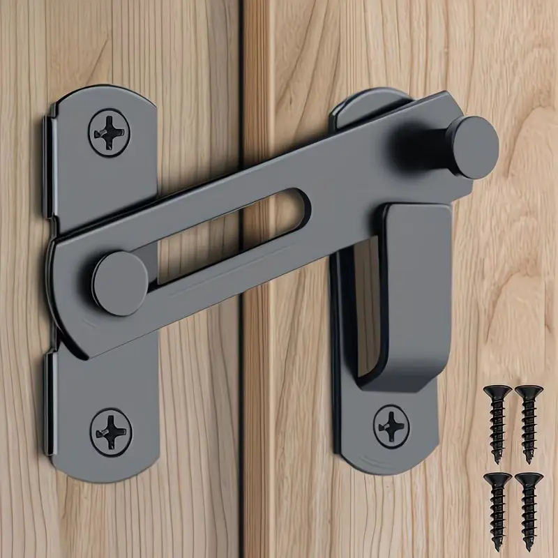Commercial Grade Stainless Steel Sliding Barn Door Lock, Door Security Lock, Sturdy Lock, 180 Degree Flip, No Charging Required, Durable, Suitable for Pet Rooms, Garages, Bathrooms