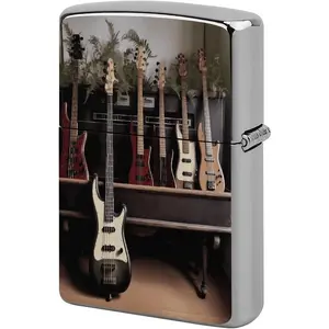Guitar Bass Musical Instruments Printed Lighter Shell, Reusable Lighter Cover, Lighter Case Fashion Accessory Man Gifts