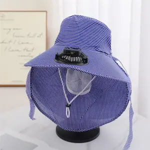 UPF50+ Solar Fan Hat with Neck Flap Dual Power Cooling Hat for Fishing Gardening Hiking Beach Outdoor