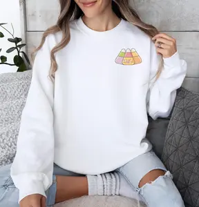 Trick-Or-Treat Halloween Sweatshirt, Cute Candy Corn Sweater, Funny Festive Sweater, Spooky Season Pullover Gift for Her, Creepy Cute