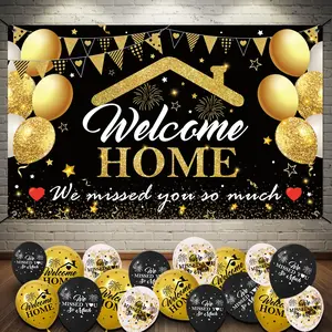 Welcome Home Banner Decorations, XL 5.9x3.6Ft, 18Pcs Balloons for Military Homecoming Party