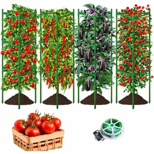 4 Pack Extra Wide Tomato Cages for Garden Up to .2'',Tall Metal  Supports for Raised Garden Bed, Foldable & Sturdy Steel Stake Cages for Tomato, Eggplant,Pepper, Pea (4 Pack)